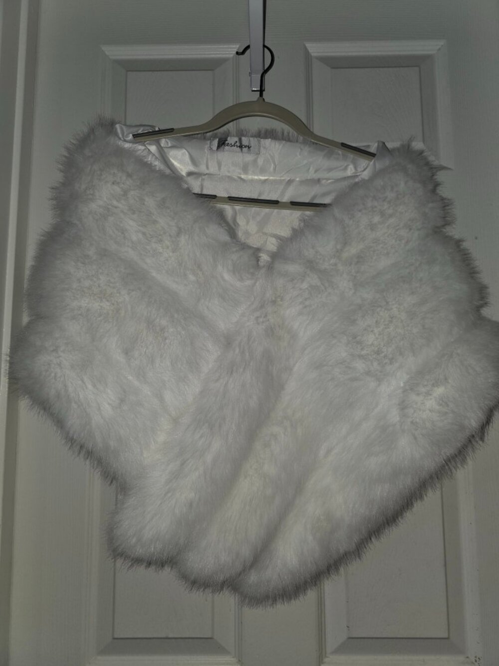 White Faux Fur Wedding Cape Wrap — One Size